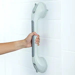 SlipX Solutions 17 Safe Grip Shower Grab Bar, Extra Long Suction Cup Handicap Grab Bars for Seniors, Heavy Duty PryLock Suction Cups for Bathtub, Bathroom Accessories No-drill No Tools Removeable (2)