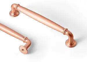 Goo-Ki 6 Pack Brushed Copper Cabinet Pulls Zinc Alloy Drawer Handles - 5.04" (128mm) c-c Modern Drawer Pulls Solid Dresser Handles Kitchen Cabinet Hardware