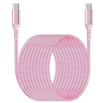 100W USB C Cable 10ft Pink,Long USB-C to USB-C,Awnuwuy USB Type C to C Fast Charging Cord Compatible with iPhone 15/15 Pro/15 Plus/15 Pro Max,iPad Pro,iPad Air 4,Samsung Galaxy S23 S22 S21,MacBook Pro