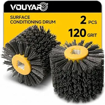 2 Pcs Burnishing Wheel 60 Grit Stripping Drum, 4.5" x 4" Abrasive Drawing Wheel Drum, Surface Conditioning Tool Drum for Metal, Wood, Plastic