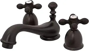 Kingston Brass KS3955AX Restoration Mini Widespread Lavatory Faucet with Metal Cross Handle, Oil Rubbed Bronze, 4-Inch Adjustable Center