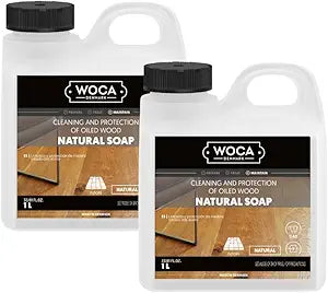 WOCA Denmark Natural Soap Bundle - 2x(1L) -Concentrated Cleaner for Oil-Treated Hardwood Floors, Furniture, Millwork, Cutting Boards, and Countertops.