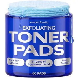 Korean Toner Pads for Face ��� Facial Toner with Glycolic Acid, Hyaluronic Acid, Turmeric, Pearl & Fruit Extracts ��� 100% Cotton & Double-Sided ��� 60 Exfoliating Cotton Pads for Face Skin Care