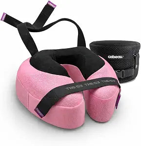 Cabeau Slim TNE-S3 Deluxe Luxury Travel Neck Pillow for Airplanes with Patented Seat Strap and Head Hold Technology (Pink)