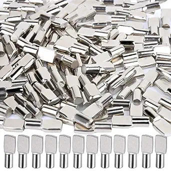 FANDAMEI 100 PCS Shelf Pins, Metal Nickel Support Pegs, Shelf Support Pegs, 5mm Shelf Pins, Spoon Shaped Cabinet Support Pins Holder (5mm)
