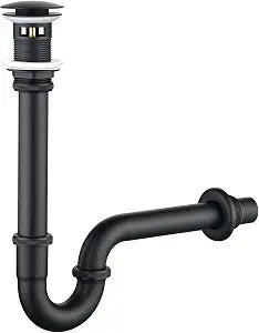 Thickened Brass P Trap Set: 1-1/4 Black, with Overflow