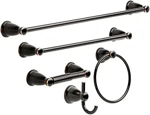 Franklin Brass 5-Piece Oil Rubbed Bronze Bathroom Set (2) Towel Racks, Ring, Toilet Paper Holder, Hook | Kinla Bath Accessories