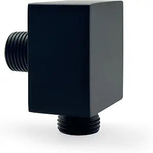 Wall Supply Elbow, Square Wall-Mount Supply Wall Elbow for Hand Held Shower, Matte Black