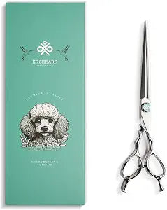 7.0 Dog Grooming Scissors with Micro Serrated Edge | Lightweight | Anti-Slip Precision Control| No Pulling, Folding, Sticking | Ideal for Medium Large Dogs | Long Lasting VG-10 Steel | K9 Shears