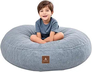 Wonder Space Bean Bag Chair  Soft Foam Filling | Removeable & Washable Cover | Ultra-Soft Plush Fabric - Minimalist Floor Cushion for Kids & Adults, Gaming, Reading and Relaxing, Grey