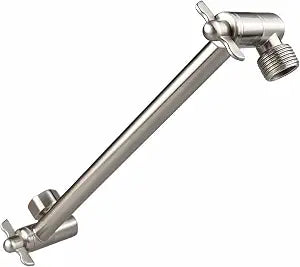 Shower Head Extension Arm - 11" Solid Brass Shower Arm with Universal Connection to Showerheads - Easily Adjustable The Height and Angle of The Rain or Handheld Shower (Brushed Nickel)