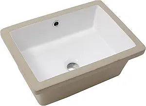 Logmey 17" Undermount Bathroom Sink with Overflow,17x12 White Rectangular Porcelain Ceramic Lavatory Vanity Sink,Scratch-resistant,Easy to Clean,for Modern Bathroom,Hotel & Home Washroom