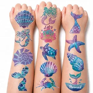 60 PCS Mermaid Ocean Sea Pre-Cut Temporary Tattoos for Kids
