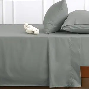 HYPREST Cotton Sheets Queen Size, 18 Inch Deep Pocket Queen Sheets Hotel Luxury Soft Light Grey - 600 Thread Count