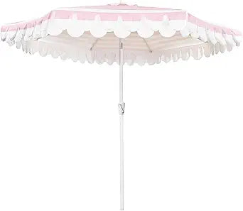 9Ft Elegant Valance Patio Umbrella, Outdoor Umbrellas for Patio with Auto-Tilt and Crank Systerm, Table Umbrella for Outdoors, Poolside,Beach, Backyard