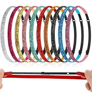 WILLBOND 10 Pcs Glitter Non Slip Headbands for Girls Women,Bright Color