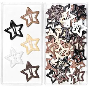 60 Pcs Cute Metal Star Snap Hair Clips for Women & Girls, Small Barrettes for Thin/Fine/Short Hair, Strong Hold & Non-Slip, No Damage Hair Accessories for Daily/Party/Makeup (Brown series)
