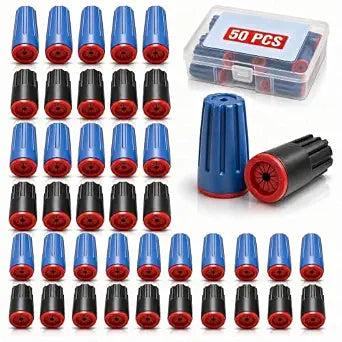 50PCS Waterproof Electrical Wire Connectors Twist Nuts Caps 12-22AWG