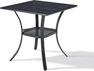 VICLLAX Small Square Outdoor Patio Table, All Weather Metal Outdoor Dining for Lawn Garden