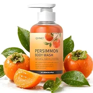 RIHAKO Persimmon Body Wash for Strong Body Odor, Deodorizing Body Wash with Persimmon & Green Tea Extracts, Nonenal Odor Eliminator for Men & Women, Natural Deodorant Bar Soap, 10.14 Fl Oz