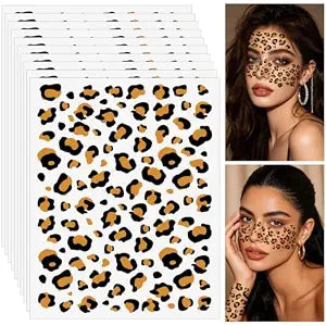 JUNEBRUSHS 10 Sheets Leopard Temporary Tattoos Halloween Tattoo Sticker
