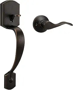 Probrico Front Door Handle SetEntry Door HandlesetNo Lock Reversible LeverOil Rubbed Bronze Exterior Door LockHeavy Duty Wave Lever Keyless Locks