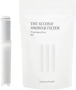 SecondShower Clinically Proven Filter for Skin Health, Removes 99% of Chlorine & Chloramine, NSF Certified Filtration for Hard Water, Eco Friendly Natural Vitamin C Shower Filter (3 Pack)