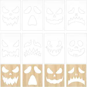INFUNLY 8PCS Halloween Acrylic Router Template 7.8x5.5 Pumpkin Clear Acrylic Template Scary Pumpkin Face Carving Template for Woodworking Curvy Tracing Stencils Router Guide Tool for DIY Craft