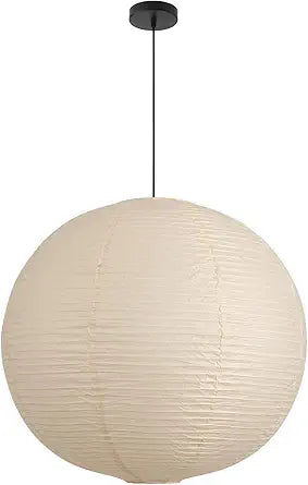 Large Paper Pendant Light with Cord and Canopy, 23.6in Off-White Rice Paper Hanging Lamp, Japanese Japandi Wabi Sabi Lantern Lamp Chandelier for Living Dining Room Bedroom Kitchen 1 Pack