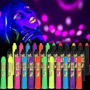 12 PCS Glow in The Dark Face Body Paint Stick for Halloween Makeup