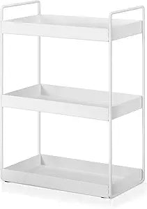 3-Tier Bathroom Countertop Organizer Vanity Tray Cosmetic & Makeup Storage Kitchen Spice Rack Standing Shelf, White