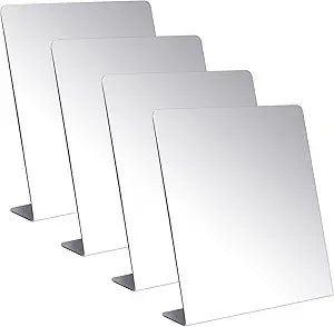 Amyhill 4 Pcs Counter Top Mirror Freestanding Table Desk Mirror Self Portrait Single Sided Acrylic Glass for Tabletop Desk Counter Bedroom Office Bathroom Home Dorm (8.5 x 9 Inch)