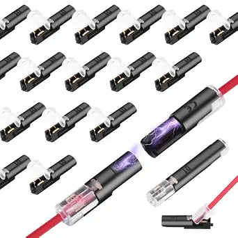 60PCS Quick Connect Wire Connectors for 18-22 AWG,Tool-Free Locking Buckle Terminals, No Wire Stripping Solderless Single Electrical Connectors for LED Automotive Audio Low-Voltage DIY Wiring