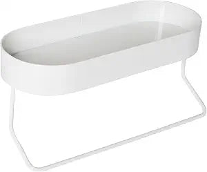 Honey Can Do Wall Mounted Bathroom Shelf with Towel Bar and Oval Top Tray, White SHF-09519 White