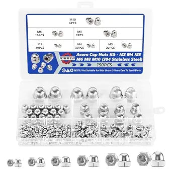 150PCS Acorn Nuts, M3-M10, 304 SS Dome Caps for Mechanical Auto