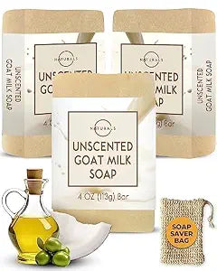 O NATURALS Natural Goat Milk Soap Bar 3 Pack - Gifts for Women
