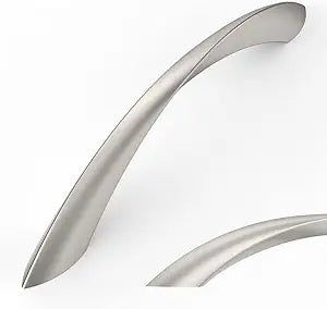 Amerdeco 10 Pack Brushed Satin Nickel 5 Inch(128mm) Hole Centers Kitchen Arch Twisted Cabinet Pulls Cabinet Hardware Kitchen Handles for Cabinets Cupboard Handles Drawer Pulls ZH0048