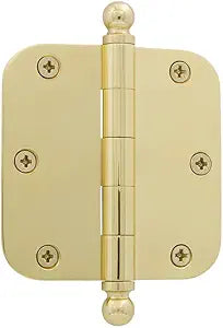 Grandeur Hardware 809001 3.5" Ball Tip Residential Hinge with 5/8" Radius Corners, 3.5" x 3.5", Unlacquered Brass