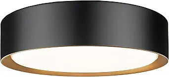 Z-Lite 1014F12-MB-MGLD-LED Kawan 1 Light Flush Mount, Matte Black + Modern Gold