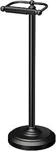 Gatco 1436MX Toilet Paper Holder Stand, Weighted Base, Matte Black, Freestanding Bathroom Floor Stand, 22 Inch