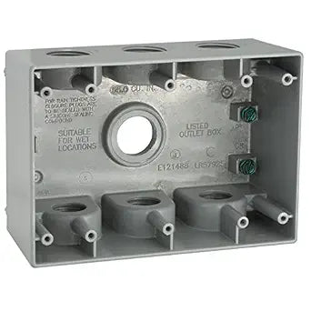 Hubbell-Raco 5390-0 Waterproof Box, 3 Gang, 7-3/4" Outlets, Gray
