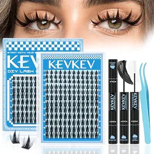 KEVKEV Manga Lash Clusters Kit 8-18mix Spiky Fairy Bloom Lash Extension Kit Invisible Ultra-Thin Band Manga Lashes Eyelash Clusters Kit With Lash Bond And Seal DIY at Home(Fairy Bloom Kit)