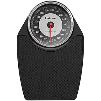 Adamson A24 Scales for Body Weight - Up to 350 LB - New - Anti-Skid Rubber Surface Extra Large Numbers - High Precision Bathroom Scale Analog - Durable with 20-Year Assurance - Black