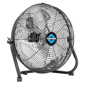 Tornado 12 Inch High Velocity Metal Floor Fan, 3-Speed Powerful Cooling for Industrial, Commercial, and Home Spaces, 120┬░Tilt, 6.0 FT Cord - UL safety Listed, Black