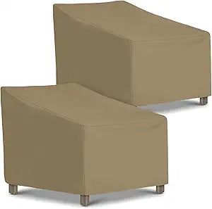 SunPatio Outdoor Chair Covers Waterproof, Heavy Duty Patio Lawn Furniture Cover, All Weather Protection Lounge Deep Seat Covers with Air Vent and Straps, 2 Pack - 34"W x 37"D x 36"/25''H, Taupe
