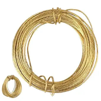 Picture Hanging Brass Wire, 32.5 Feet(10m) Braided Picture Wire Heavy Bare Copper Wire Gold Wire Flexible Steel Wire Meta for Photo Frame Mirror Artwork Clock Hanging Supports up to 30lbs