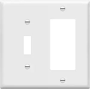 Enerlites 2-Gang Toggle and Decorator/GFCI Combination Wall Plate, White