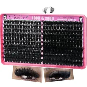 Volume Lash Clusters 100D+200D Mega Lashes Clusters 12-25mm Wispy Individual Lashes Cluster Eyelash Extensions DIY Lash Extension Replacement for Yaiseiko(280Pcs)