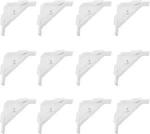 12PCS 90 Degree Cabinet Triangle Bracket Plastic White Corner Support Braces for Furniture Cabinets and Other Accessories