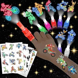 72 PCS Dirt Bike Party Favors Set ï¿½ï¿½ï¿½ 48 Tattoos & 24 Finger 